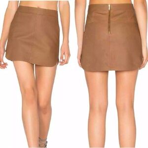 Suede Mini Skirt Mocha Brown Leather Look Fitted Karina Grimaldi Jacob M